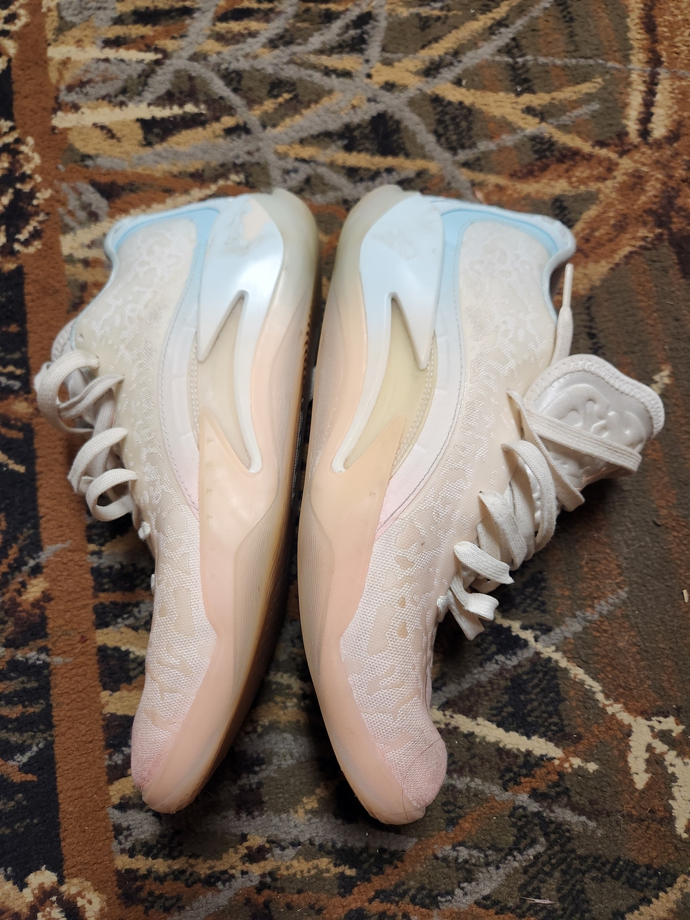 Jordan Women's Sneakers in White with Pastel Pink & Blue Accents